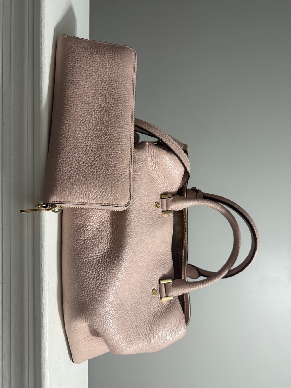 Michael Kors Blush Pink Pebbled Leather Satchel with Wallet - Picture 2 of 5